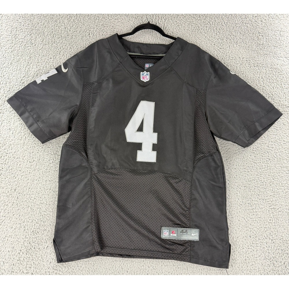 Nike Derek Carr 4 Oakland Raiders Jersey Mens 44 Black NFL On Field Football XL